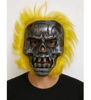 Wild Skull - Metal Kafatası Sarı Saçlı İskelet Maske