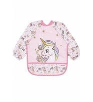 Kız Çocuk Pembe Unicorn Desenli Uzun Kollu Önlük