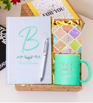 Kişiye Özel Renkli Defter , Yeşil Kupa Bardak, Tükenmez Kalem & Hediye Seti