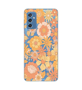 Samsung Galaxy M52 Uyumlu Çiçek Desenli Şeffaf Telefon Kılıfı