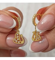 Gümüş Sallantılı Gold Kuğu Kadın Küpe SL8110
