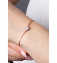 925 Ayar Gümüş Lotus Bileklik - Çiçek Bileklik (Rose)