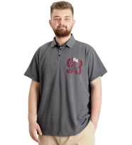 Mode XL Büyük Beden Erkek T-shirt Polo Parçalı LIMITED 23330 Antramelanj