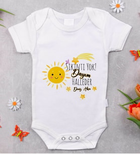 BK Kids İsimli Sıkıntı Yok Dayım Halleder Tasarımlı Bebek Body Zıbın - Model 1