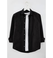 Şık Düz Desen Gömlek Yaka Slim Fit Süet Kışlık Gömlek (Siyah)