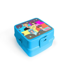 Coral High Kids Gri Mavi Pembe Anime Desenli Bölmeli Çatal ve Kaşıklı Beslenme Kabı 12907