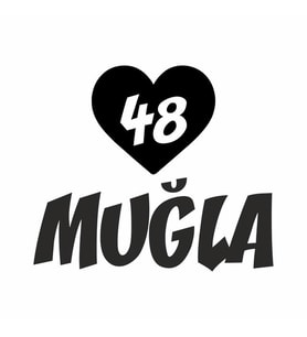 Kalpli 48 Muğla Araba Sticker siyah 20x15 CM (Siyah)