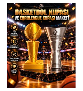 Basketbol Kupası ve EuroLeague Kupası Maketi Seti Dekoratif Basketbol Ödülleri