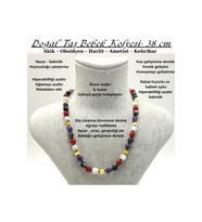 SERTİFİKALI Doğal Taş Bebek Kolyesi Ametist Obsidyen Akik Havlit Kehribar - 38 cm