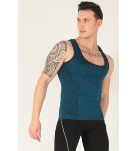 Sporcu Gym Seamless Dikişsiz T-shirt (petrol mavisi)