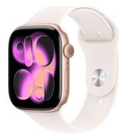 Apple Watch Series 11 Gps, 46 mm Roze altın Rengi Alüminyum kasa ve Bulut pembesi Spor kordon - s/m