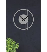 Gowpenart Double Line Metal Silver / Gümüş  Duvar Saati - Ev / Ofis Saati - Hediye Saat