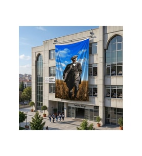 Atatürk Başak Tarlasında Yürürken Portre Poster Bayrak Raşel Kumaş 6x9 metre ATA60