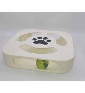 3D Baskı Etkileşimli Kedi Oyuncağı Pati Desenli Toplu Zeka Oyuncağı Kare Toplu Parkur Krem Siyah