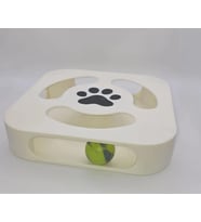 3D Baskı Etkileşimli Kedi Oyuncağı Pati Desenli Toplu Zeka Oyuncağı Kare Toplu Parkur Krem Siyah