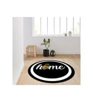 Eliana Home Baskılı, Yıkanabilir Kaymaz Taban Yuvarlak Halı LNA7136 120x120 cm (Siyah)