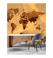 Dreamwall Vintage Harita Desenli Isı Ve Ses Yalıtımlı Sağlıklı Tekstil Duvar Kağıdı (Çok Renkli)