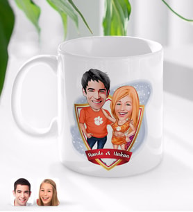 BK Gift Kişiye Özel İsimli Sevgililer Karikatürlü Beyaz Kupa Bardak-54
