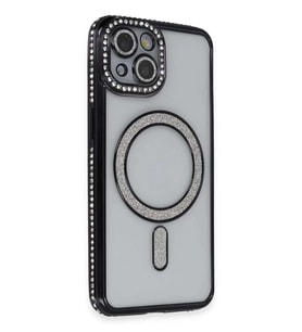 iPhone 13 Kılıf Joke Simli Magneticsafe Kılıf - Siyah
