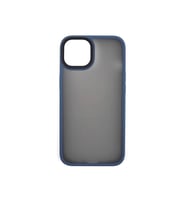 iPhone 13 Kılıf Kenarları Renkli Arkası Mat Kılıf (Lacivert)