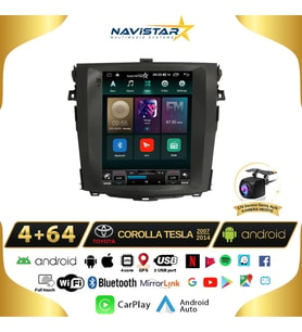 Toyota Corolla Tesla 4GB + 64GB 2007-2014 Model Kablosuz Carplay Navigasyon Qled Multimedya Sistemi
