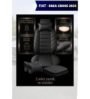 fiat egea cross 2025 Koltuk ve Kılıf uyumlu Siyah Minder Lüks Yastık 2 Minder 2 Yastık