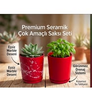 2’li Seramik Saksı (Kalemlik,Fırçalık,Masa Organizeri ) / Modern Dekoratif El Yapımı Tasarım