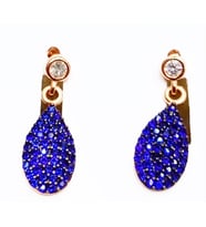 Rose damla model Safir taşlı gümüş küpe