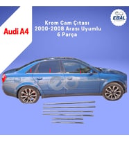 Audi A4 Krom Cam Çıtası 6 prç. 2000-2008 Arası P. Çelik