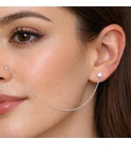 pilelistore Gümüş Zincirli Burun Piercingi Küpe