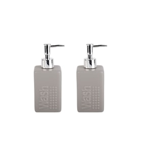 BANYO SETİ SERAMİK SIVI SABUNLUK 2 ADET GRİ MODERN 7X7X17CM 300ML