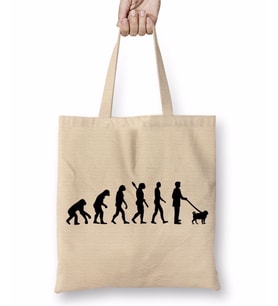 Evolution Pug Evrim Köpek Bez Çanta Uzun Saplı