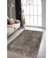 Bej Vintage Kaymaz Tabanlı Makinede Yıkanabilir Halı RV278 - 100 x 160 cm