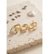 3 lü Set Çiçek Model Gold Renk Kadın Küpe