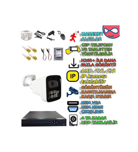 XMPro 1 KAMERALI GECE RENKLİ GÖSTEREN METAL KASA İNSAN ARAÇ YÜZ ALGILAYAN   GÜVENLİK KAMERA SETİ