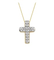 Altın Taşlı Kübik Cross Kolye