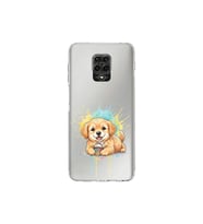Redmi Note 9 Pro ile Uyumlu Splash Köpek Tasarımlı Şeffaf Silikon Kılıf