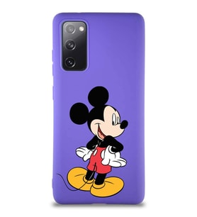 Samsung Galaxy S20 FE Soft Premier Kapak Mickey Mouse-D Tasarımlı Silikon Kılıf - Mor (Şeffaf)