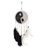 Siyah Beyaz Dream Catcher Kuş Tüylü Boncuklu Düş Kapanı Duvar Süsü