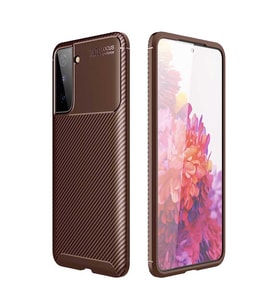 Samsung Galaxy S21 Plus Kılıf Esnek Soft Karbon Tasarım Legion Serisi (Kahverengi)