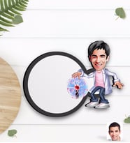 BK Gift Kişiye Özel Erkek Elektrik Mühendisi Karikatürlü Ahşap Bardak Altlığı-1