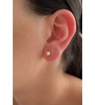 14 Ayar Altın Sarı Işıltılı Top Küpe Orta (Beyaz)