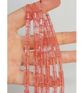 Gül Kuvars Taşı Silindir Kesim 5.5x7.5mm Dizi (49312)