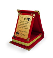 Kişiye Özel Canım Öğretmenim Temalı Mini Kırmızı Plaket (Kırmızı-Altın)