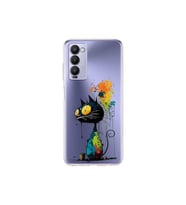 Tecno Camon 18 ile Uyumlu Splash Kedi Tasarımlı Şeffaf Silikon Kılıf