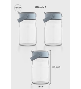 Renga Mono 1700 ml Bej Kapaklı 3'lü Cam Kavanoz Seti 131072