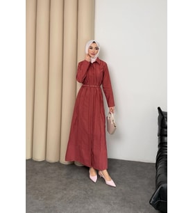 Quenn Model Coupra Model Kumaş Kemer Detaylı Elbise