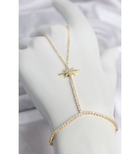Pirinç Gold Renk Zirkon Taşlı Kutup Yıldızı Model Şahmeran TJ-SN794