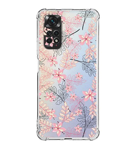 Xiaomi Redmi Note 11 Kamera ve Köşe Korumalı  Antishock Kapak Floral Kırmızı Tasarımlı Şeffaf Kılıf