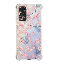 Xiaomi Redmi Note 11 Kamera ve Köşe Korumalı  Antishock Kapak Floral Kırmızı Tasarımlı Şeffaf Kılıf